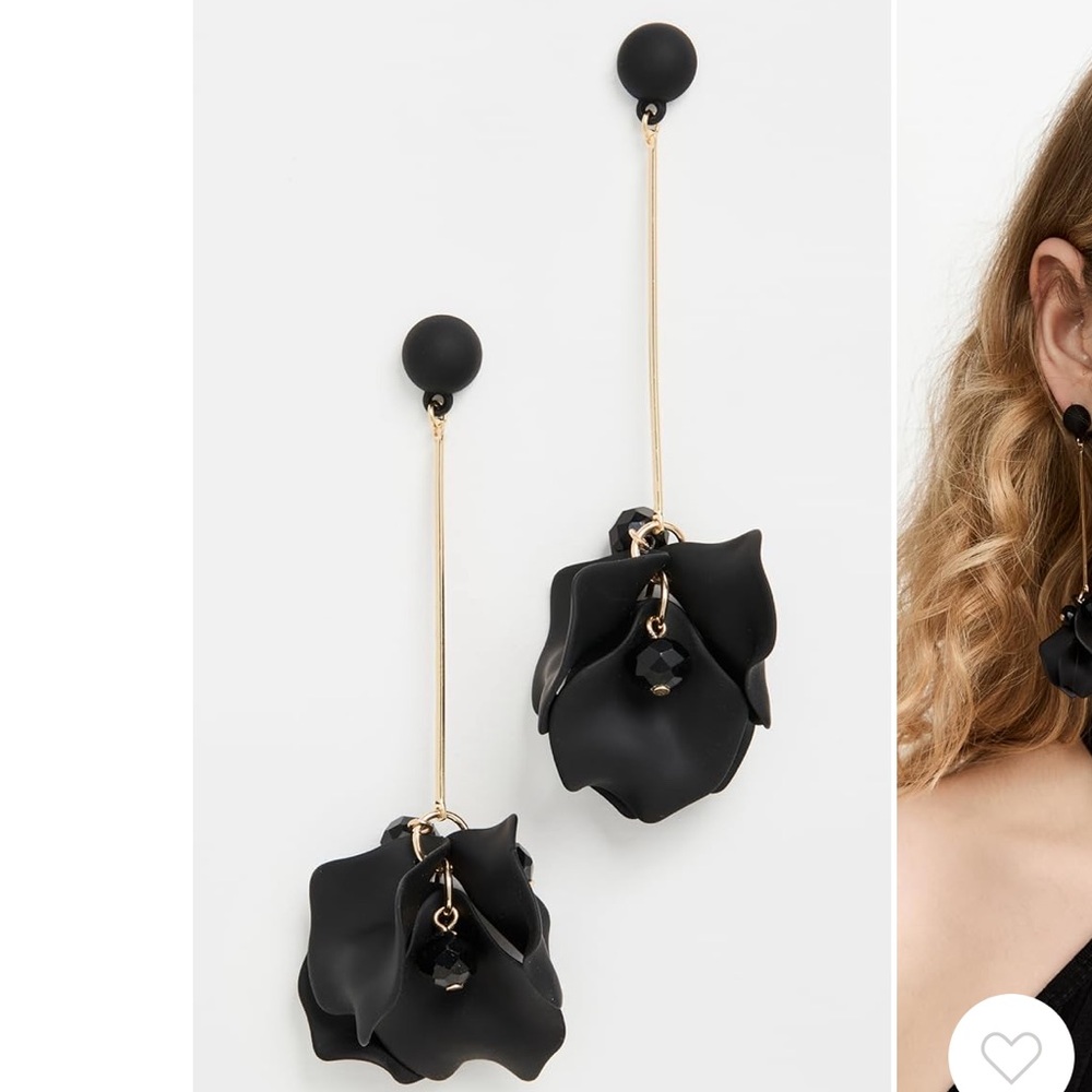 Shashi Petunia Floral Drop Earrings Noir